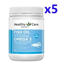 【5瓶优惠价】healthy care HC鱼油1000mg 400粒 *5瓶（运输途中的物理变化，...